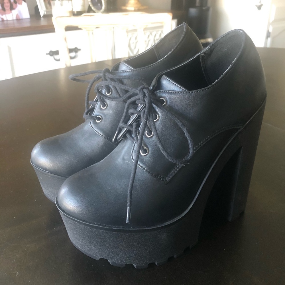 Black platform booties